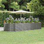 Letto Giardino Acciaio Verniciato Polvere 367x140x68 cm Grigio