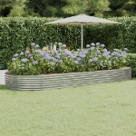 Letto Giardino Acciaio Verniciato Polvere 373x140x36 cm Argento