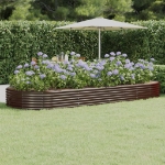 Letto Giardino Acciaio Verniciato Polvere 373x140x36 cm Marrone