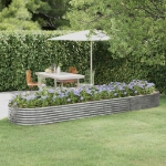 Letto Giardino Acciaio Verniciato Polvere 396x100x36cm Argento