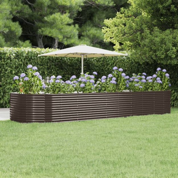 Letto Giardino Acciaio Verniciato Polvere 447x140x68 cm Marrone