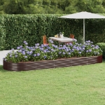 Letto Giardino Acciaio Verniciato Polvere 450x140x36 cm Marrone