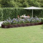 Letto Giardino Acciaio Verniciato Polvere 523x140x36 cm Marrone