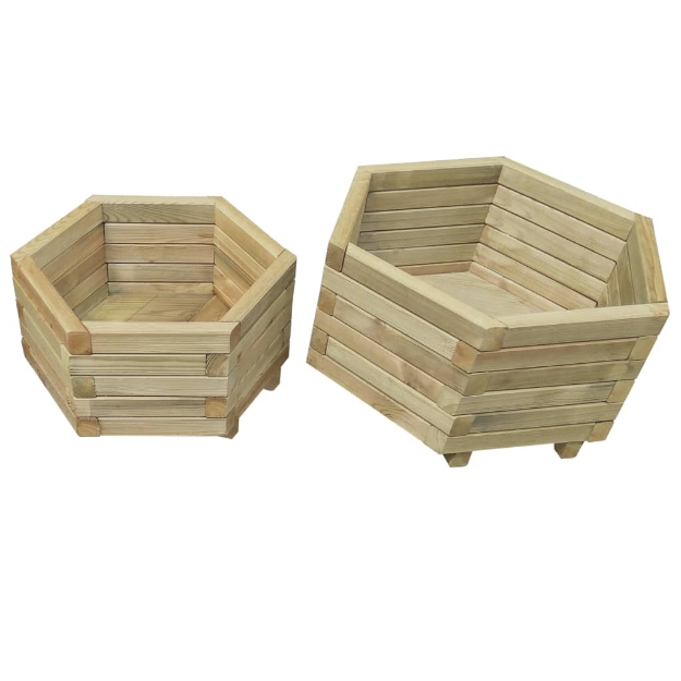 Set Letti Rialzati da Giardino 2 pz in Legno di Pino Impregnato