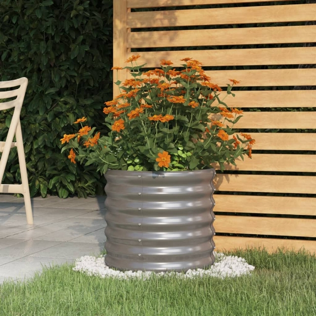 Vaso da Giardino Acciaio Verniciato a Polvere 40x40x36cm Grigio