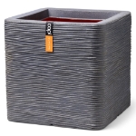 Capi Vaso Nature Rib Quadrato 30x30x30 cm Grigio Scuro