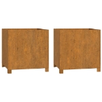 Fioriere con Gambe 2pz Ruggine 49x47x50 cm Acciaio Corten