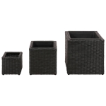 Letti Rialzati da Giardino 3 pz in Polyrattan Nero