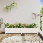 Fioriera da Giardino Bianca 180x31x31 cm Legno Massello di Pino