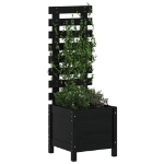 Fioriera Giardino con Rastrelliera Nera 39x39,5x114cm Pino