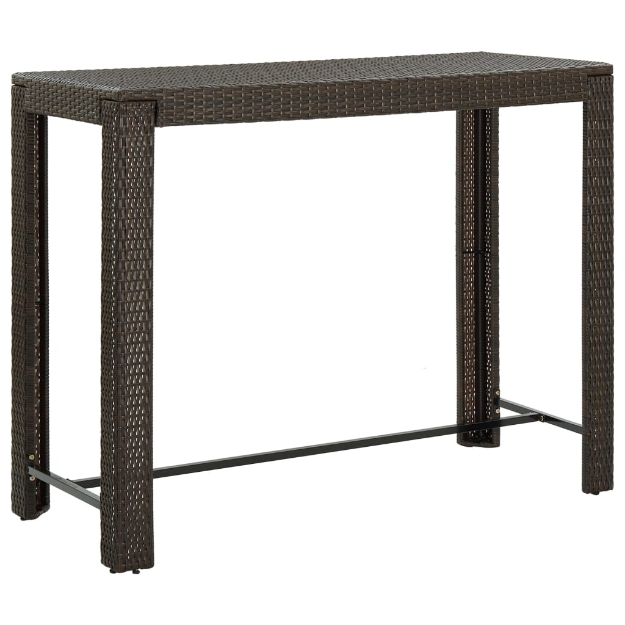 Tavolo Bar da Giardino Marrone 140,5x60,5x110,5 cm Polyrattan