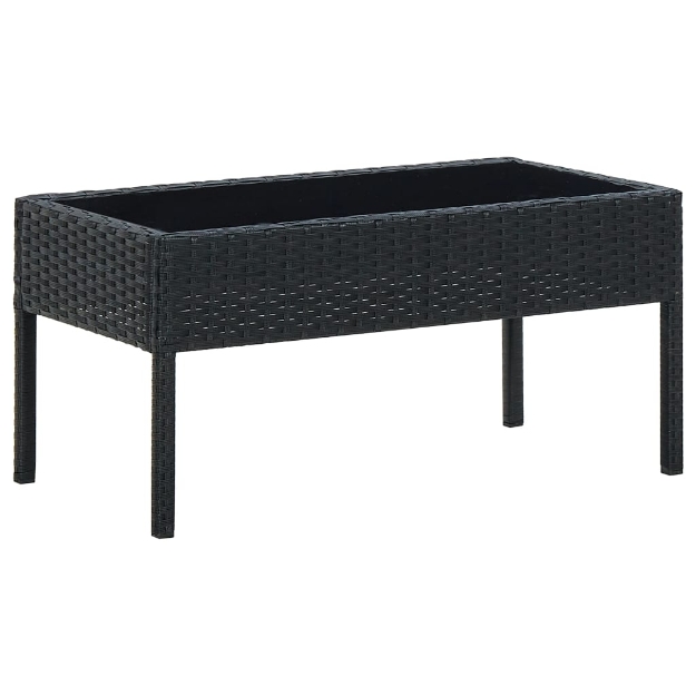 Tavolo da Giardino Nero 75x40x37 cm in Polyrattan