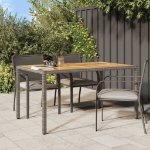 Tavolo Giardino 150x90x75 cm Polyrattan e Legno d'Acacia Grigio