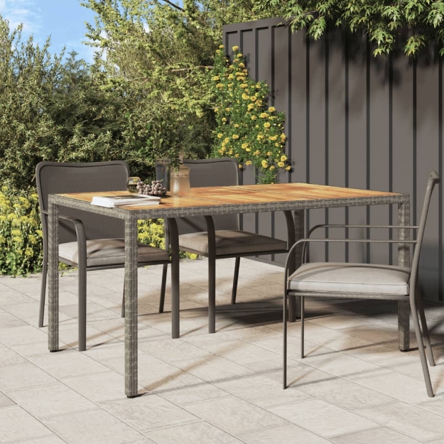 Tavolo Giardino 150x90x75 cm Polyrattan e Legno d'Acacia Grigio