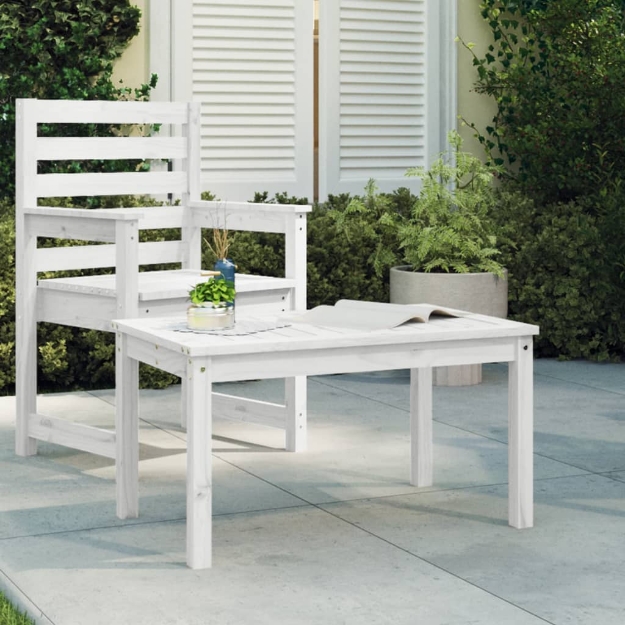 Tavolo da Giardino Bianco 82,5x50,5x45 cm Legno Massello Pino