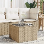 Tavolo da Giardino Piano in Vetro Beige 55x55x37 cm Polyrattan