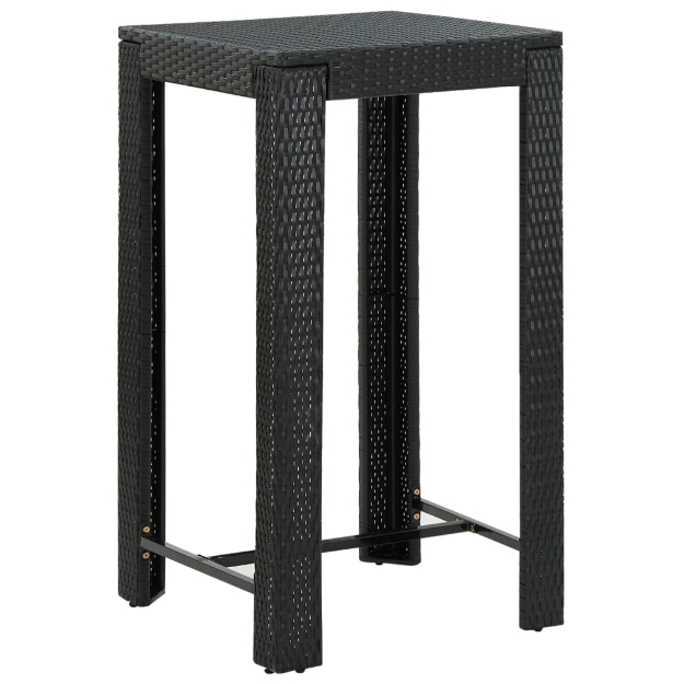 Tavolo da Bar da Giardino Nero 60,5x60,5x110,5 cm Polyrattan