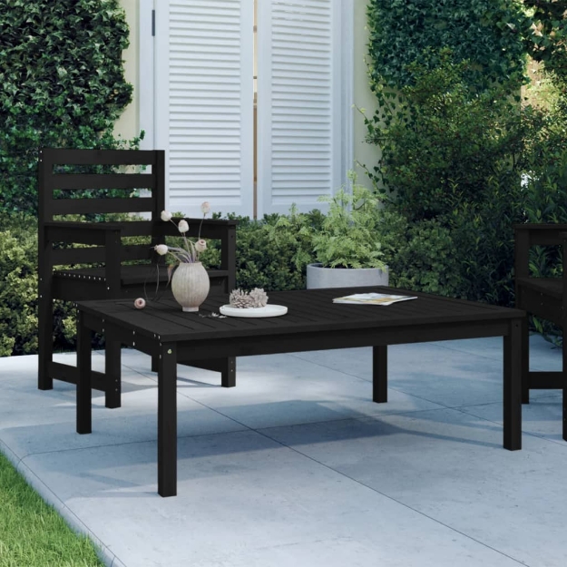 Tavolo da Giardino Nero 121x82,5x45 cm Legno Massello di Pino