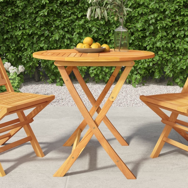 Tavolo da Giardino Pieghevole 85x76cm in Legno Massello di Teak