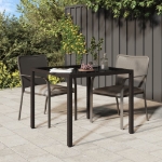 Tavolo Giardino 90x90x75cm Vetro Temperato e Polyrattan Marrone