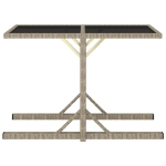 Tavolo da Giardino Beige 110x53x72 cm in Vetro e Polyrattan