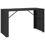 Tavolo da Bar con Piano in Vetro Nero 185x80x110 cm Polyrattan