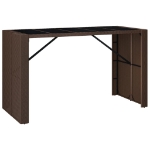 Tavolo Bar con Piano in Vetro Marrone 185x80x110 cm Polyrattan