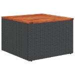 Tavolo da Giardino Nero 55x55x37 cm Polyrattan e Legno Acacia