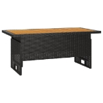 Tavolo Giardino Nero 100x50x43/63cm Massello Acacia Polyrattan