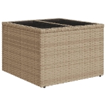 Tavolo da Giardino Piano in Vetro Beige 55x55x37 cm Polyrattan