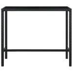 Tavolo da Bar per Esterni Nero 130x60x110 cm Polyrattan e Vetro