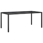 Tavolo Giardino Nero 190x90x75 cm Vetro Temperato Polyrattan