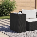 Tavolo da Giardino Piano in Vetro Nero 58x27,5x55 cm Polyrattan