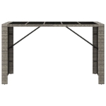 Tavolo da Bar con Piano in Vetro Grigio 185x80x110cm Polyrattan