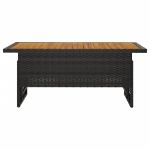 Tavolo Giardino Nero 100x50x43/63cm Massello Acacia Polyrattan