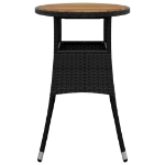 Tavolo Giardino Ø60x75 cm Massello Acacia e Polyrattan Nero