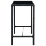 Tavolo da Bar per Esterni Nero 130x60x110 cm Polyrattan e Vetro