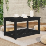 Tavolo da Giardino Nero 82,5x50,5x45 cm Legno Massello Pino