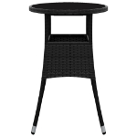 Tavolo da Giardino Ø60x75 cm Vetro Temperato e Polyrattan Nero