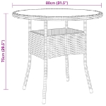 Tavolo Giardino Ø80x75 cm Vetro Temperato e Polyrattan Marrone