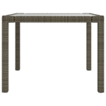 Tavolo Giardino 90x90x75cm Vetro Temperato e Polyrattan Grigio