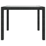 Tavolo Giardino 90x90x75 cm Vetro Temperato e Polyrattan Nero