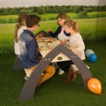 AXI Tavolo da Picnic per Bambini Kylo con Ombrellone XL Bianco Grigio