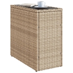 Tavolino da Giardino Piano Vetro Beige 58x27,5x55 cm Polyrattan