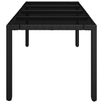 Tavolo da Giardino Piano in Vetro Nero 190x90x75 cm Polyrattan