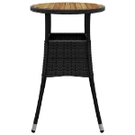 Tavolo Giardino Ø60x75 cm Massello Acacia e Polyrattan Nero