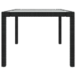 Tavolo Giardino 150x90x75 cm Vetro Temperato e Polyrattan Nero