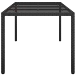 Tavolo Giardino Nero 190x90x75 cm Vetro Temperato Polyrattan