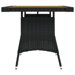 Tavolo Giardino Nero 70x70x72 cm Polyrattan e Massello d'Acacia