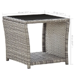 Tavolino da Caffè Grigio 45x45x40 cm in Polyrattan e Vetro